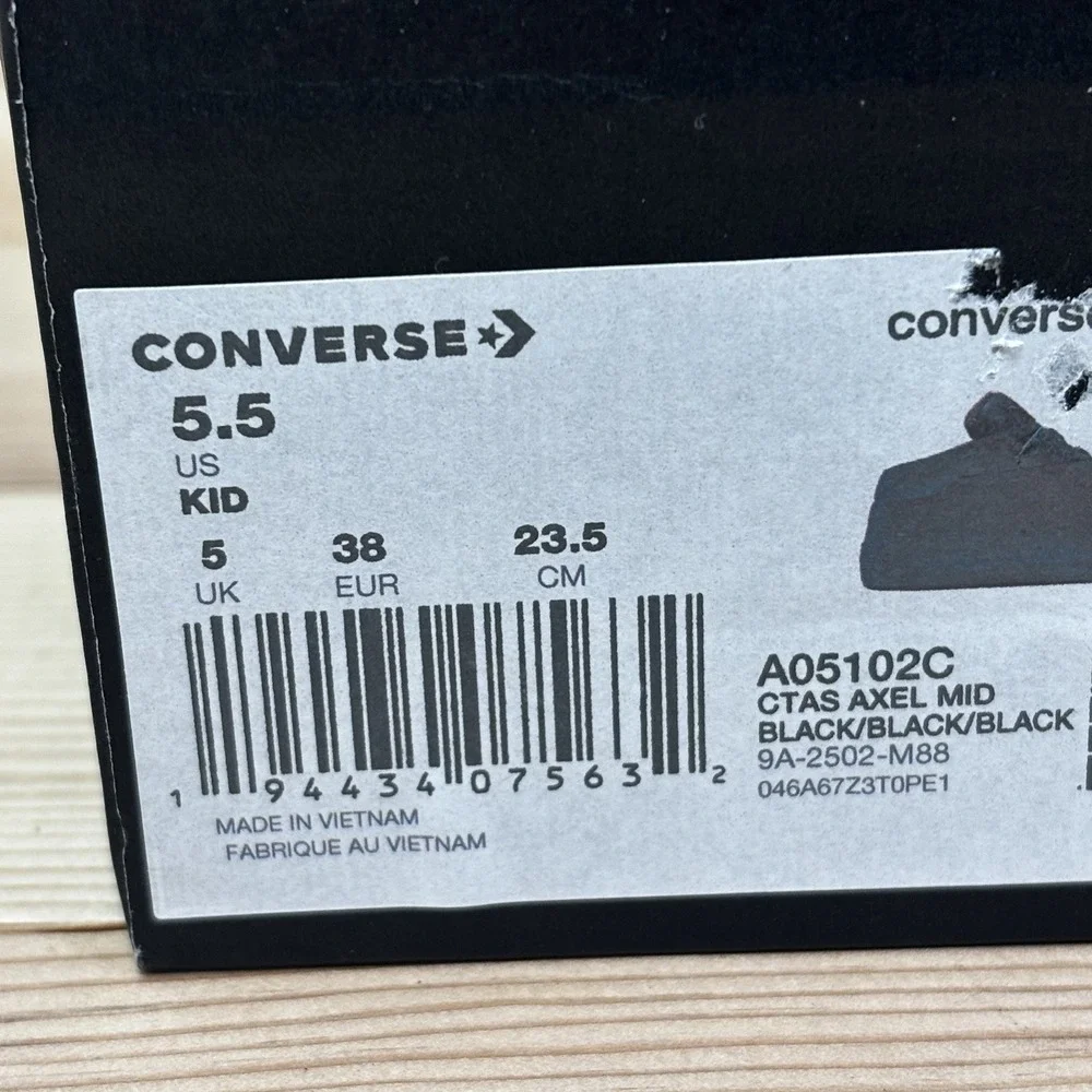 Converse Kids All-Black Mid-Top Sneakers